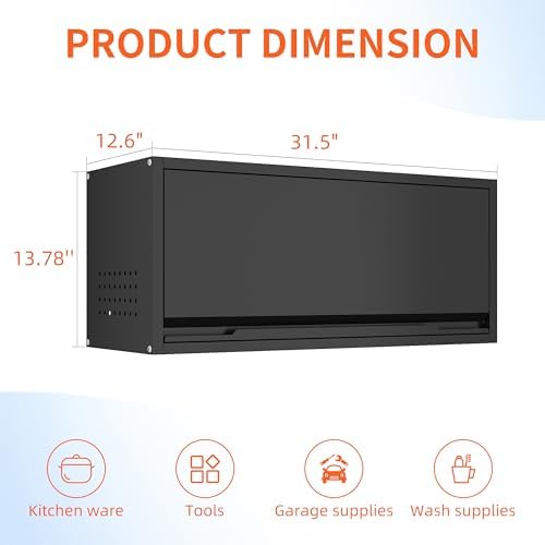 Garage Wall Cabinet, 13.8" H Metal Wall Cabinet with Up-Flip Door