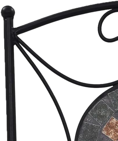 Garden Chair Set of 2 Orange and Grey Powder-coated iron, Ceramic,Stylish Mosaic Bistro Chairs with Geometric Pattern | Durable & WeatherResistant | for Garden, Patio or Terrace Outdoor Furniture