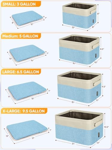 BALEINE 2 Pack Fabric Closet Storage Bins for Shelves, Linen Closet Organizers and Storage, Decorative Baskets for Organizing, Shelf, Clothes, Home, Office (Skyblue, 14''x10''x8.5'')