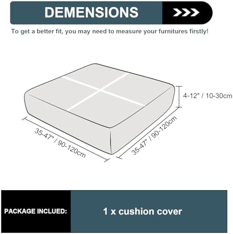UNBBRRL Seat Cushion Cover and Back Covers for Corner Sofa Stretch Jacquard, Non Slip L Shaped Sofa Slipcover with Storage Ottoman, Sectional Couch Cover for Chaise Lounge (Dark Grey,47 x 47 x 6”)