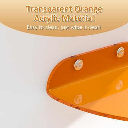 7x7 Inch Corner Shelf Wall Mount Set of 2, Orange Acrylic Corner Floating Shelves, Corner Wall Organizer Shelf for Bathroom, Kitchen, Bedroom, Living Room, Dining Room, Office