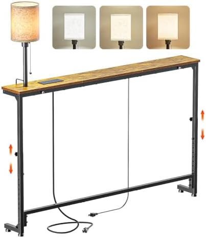47.2" Long Sofa Table with Lights & Charging Station - 2 AC outlets