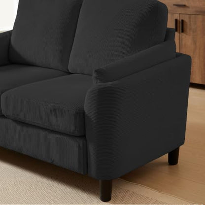 59" Small Loveseat Sofa, Mid Century Modern Love Seat with Back Cushions, 2-Seater Couch Sofa for Lving Room, Bedroom and Small Space, Black