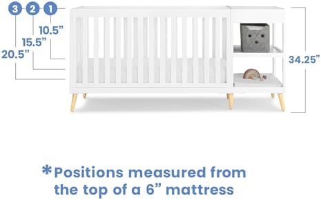 Delta Children Essex 4-in-1 Convertible Crib and Changer, Bianca White w/Natural Twinkle Galaxy Dual Sided Recycled Fiber Core Crib and Toddler Mattress (Bundle)