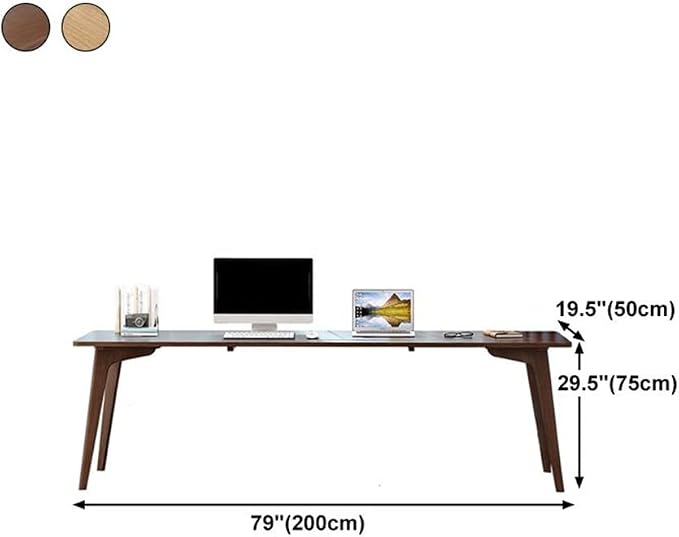 LAKIQ Pine Solid Wood Writing Desk Modern Rectangular Home Office Working Table Desktop Computer Desk Home Writing Table for Small Space-Table Only (Walnut,79" L x 20" W x 30" H)