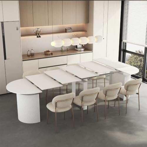 Extendable Foldable Dining Room Table for 1-12 People, Wood Multifunctional Rectangle Expandable Console Kitchen Living Meeting Room Furniture, Black