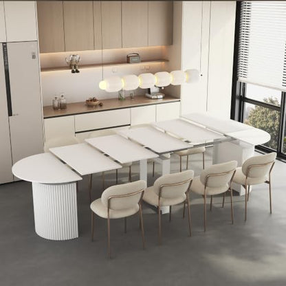 Extendable Foldable Dining Room Table for 1-12 People, Wood Multifunctional Rectangle Expandable Console Kitchen Living Meeting Room Furniture, Black