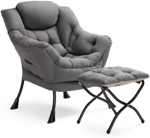 Lazy Chair with Ottoman, Comfy Accent Reading Chair
