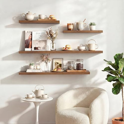 Dreamland 24 Inches Floating Shelves for Wall,9.3" Deep Long Floating Shelves Set of 2,Large Display & Storage Shelf,Wall Shelf for Bathroom Bedroom Living Room Kitchen Office,Walnut