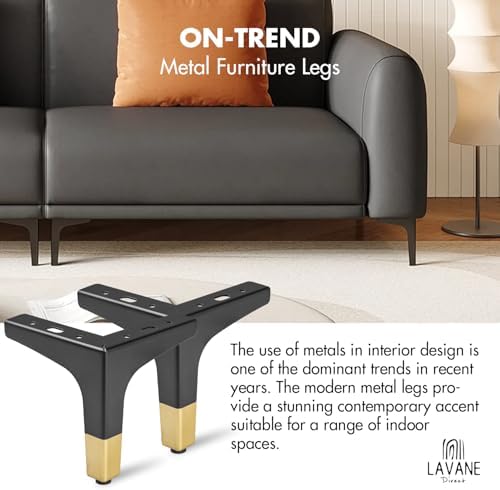 La Vane 7 Inch Diamond Triangle Metal Furniture Legs 4PCS- Heavy Duty Iron