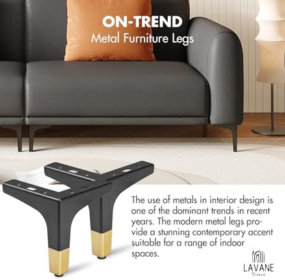La Vane 7 Inch Diamond Triangle Metal Furniture Legs 4PCS- Heavy Duty Iron