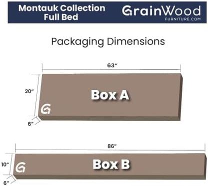 Grain Wood Furniture Montauk Solid Wood Bed, Full Size, Rustic Off-White