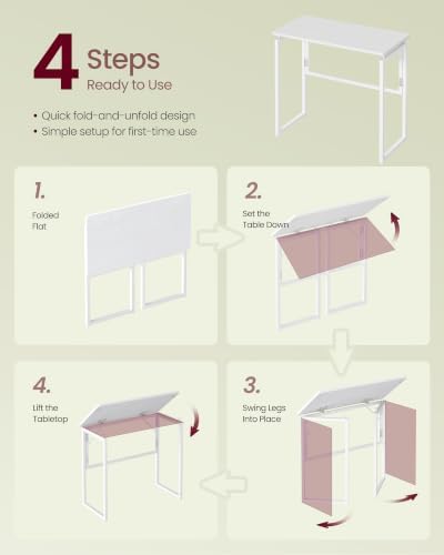 VASAGLE Folding Desk, Small Computer Desk, Foldable Table 31.5 Inch