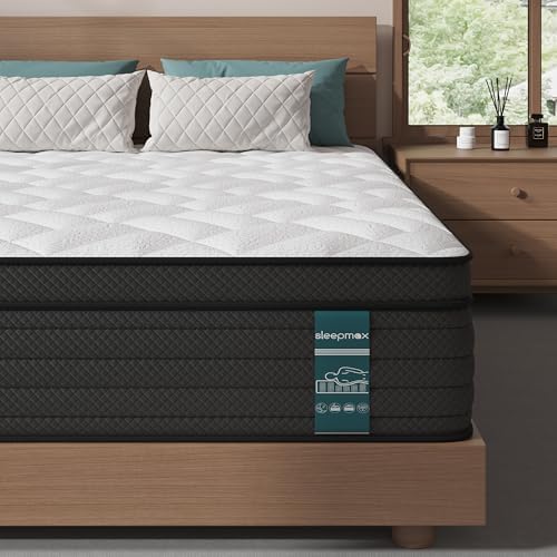Sleepmax Extra Firm Queen Mattress 12 Inch, Hybrid Mattress Pressure Relief