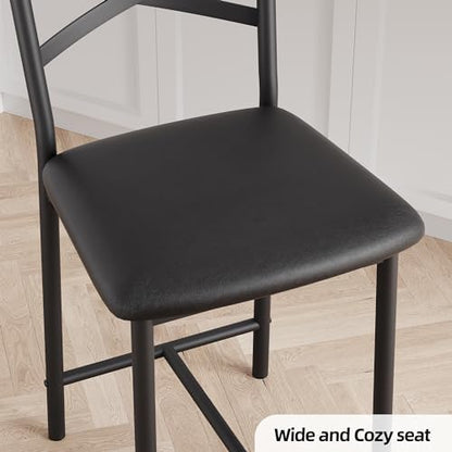 IDEALHOUSE 26" Bar Stools Set of 2, Counter Height Barstools with Back,Black