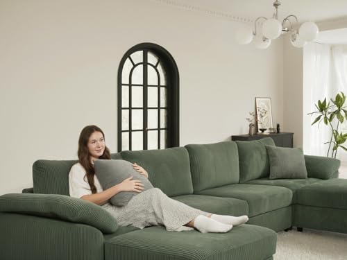 EASE MOOSE Oversized Sectional Modular Deep Seat Green Sectional Couch