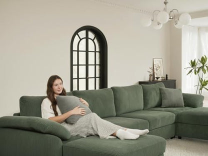 EASE MOOSE Oversized Sectional Modular Deep Seat Green Sectional Couch