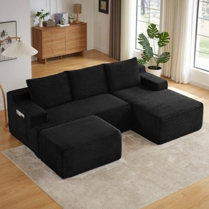 96IN U Shaped Boneless Sectional Compressed Cloud Couches