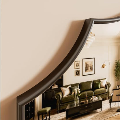 29"x39" Black Arched Dresser Mirror, Decorative Scalloped Mirror