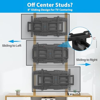 USX STAR Full Motion TV Wall Mount Sliding Stud for 70 75 85 86 90 Inch TVs