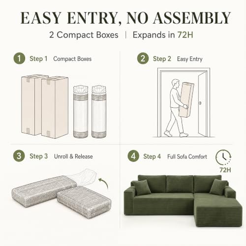 AUGOP Sectional Couches for Living Room Modern Modular Sofa with L-Shape Couchs Upholstered Boneless Couch Deep Seat Sectional Couch with Chaise