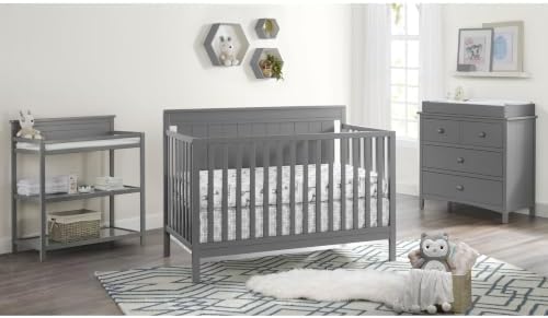 Oxford Baby Lazio 4-in-1 Convertible Crib, Dove Gray, GreenGuard Gold Certified