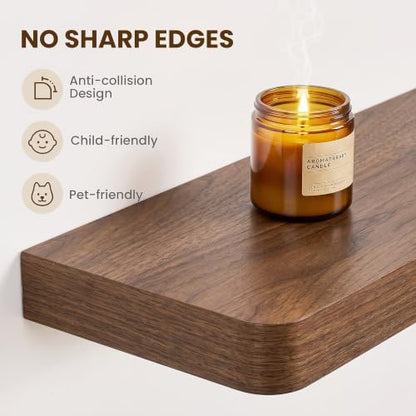 RICHFOCUS 72Inch Long Floating Shelves for Wall 1Pack, Walnut, 8" Deep