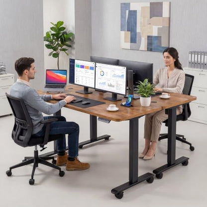 farexon 71x28 Inch Electric Standing Desk with Mouse Pad, Brown
