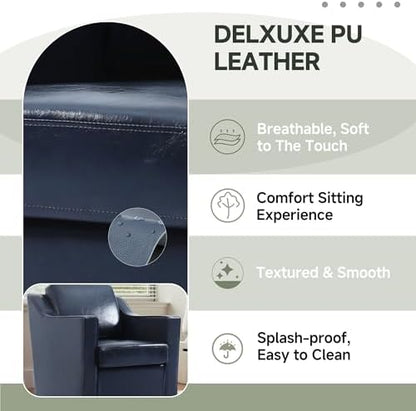 Faux Leather Swivel Accent Chairs Set of 4, Modern Armchair, Navy