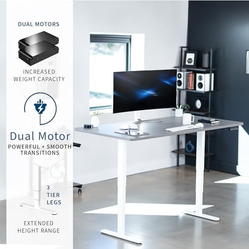 VIVO Electric Dual Motor Standing Desk, 71" x 36" Dark Gray Top