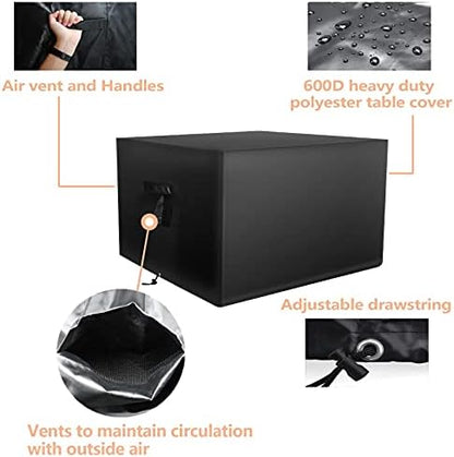 Fire Pit Cover Square 24-28 Inch 600D Gas Firepit Table Cover, Premium PVC Coating Outdoor Waterproof Heavy Duty Material for Fire Pit.