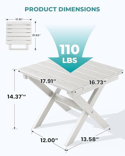 SERWALL Small Folding Outdoor Side Table Set of 4, White