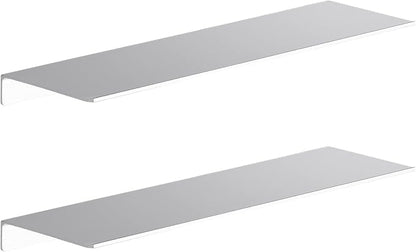Danpoo 20 inch Metal Floating Shelves for Wall Organizer & Storage, Display Shelves for Bathroom, Living Room, Kitchen, Bedroom(Silver, 2-Pack)