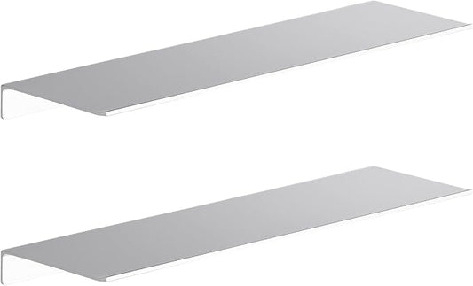 Danpoo 20 inch Metal Floating Shelves for Wall Organizer & Storage, Display Shelves for Bathroom, Living Room, Kitchen, Bedroom(Silver, 2-Pack)
