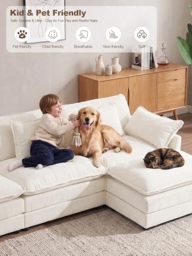 76.7" Cloud Couch for Living Room, Deep Seat Loveseat Sofa, Beige