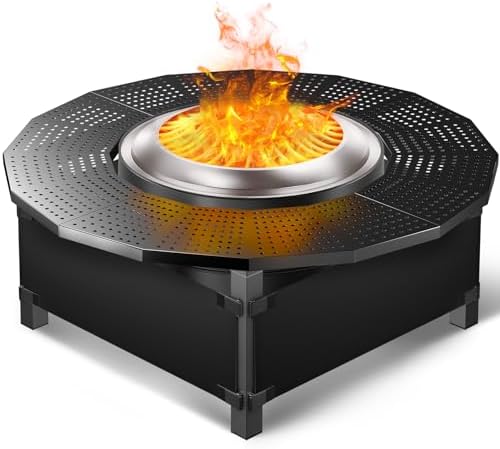 47.8 in with Oxford Cloth Safety Enclosure Fire Pit Surround Tabletop for Solo Stove Yukon, Bonfire & Tiki Fire Pits, 30.2 in Inner, Durable Tabletop, Safe & Spacious Outdoor Accessory.