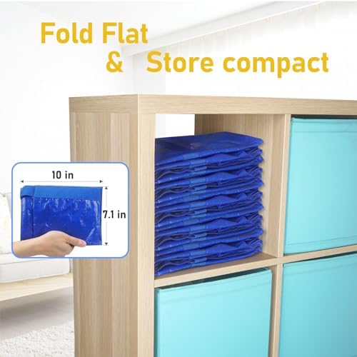 TICONN 16 Pack Extra Large Moving Bags Heavy Duty with Zippers & Carrying Handles, Durable Storage Bags Moving Boxes for Closet Organizers and Storage (16 Pack, Blue)