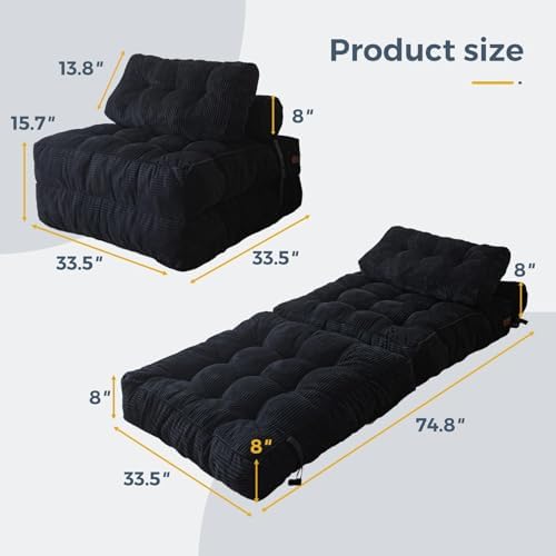 MAXYOYO Folding Sofa Bed, Convertible Chair Bed with Pillow