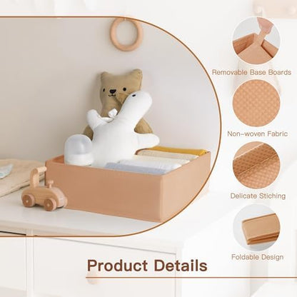 Drawer Organizer Clothes, 10 Pack Dresser Organizer for Baby Clothes, Underwear, Sock- Foldable Closet Organization and Storage Dividers Bins for Nursery, Bedroom (Brown)