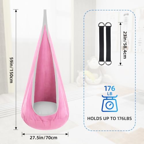 Kids Pod Swing Seat, Cotton Sensory Hammock Chair with Inflatable Pillow