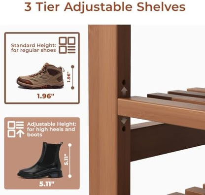 27.6" Shoe Rack Bench with Coat Rack, 3-Tier Entryway Storage Bench