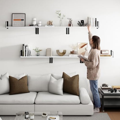 Floating Shelves, 17 In Bookshelves for Room Wall, Shelves on Wall (White)