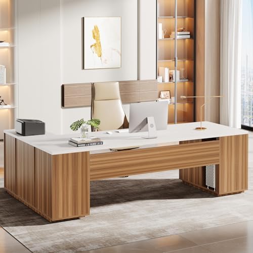 Tribesigns 85.8-Inch L-Shaped Executive Desk, Extra Large Home Office Desk