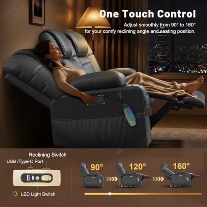 Power Loveseat Recliner Sofa with Massage & Heat, Gray