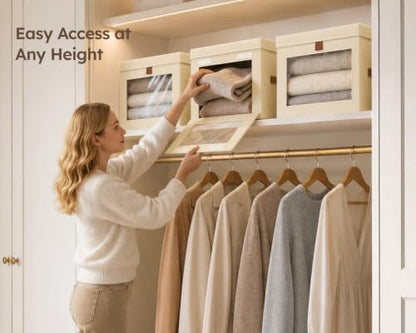 Storage Bins with Lids - Closet Organizer with Front Opening