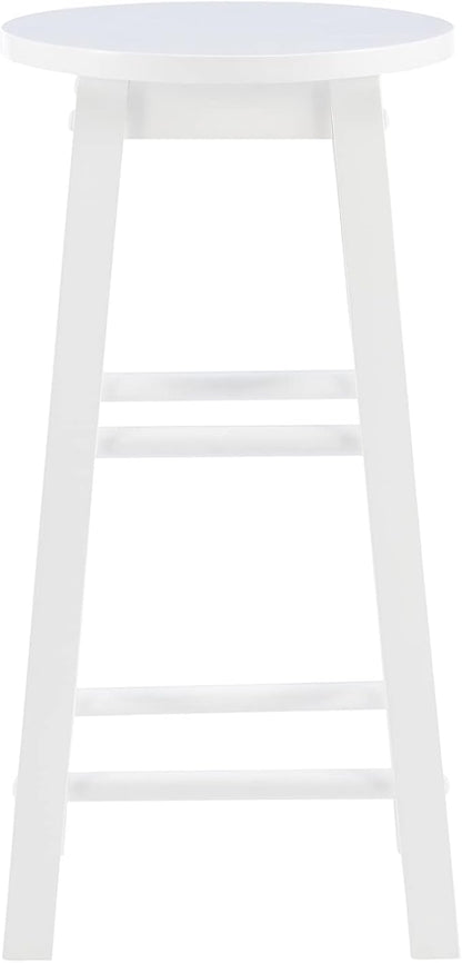 Linon Zeke White 24" Counter Stool with Round Seat