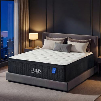 Ailis Queen Mattress, 12 Inch Queen Hybrid Mattress in a Box, Medium Firm with Upgraded Pocket Springs for Superior Motion Isolation, Strong Edge Support & Breathable Comfort