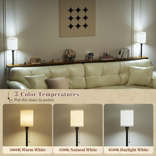 47.2" Long Sofa Table with Lights & Charging Station - 2 AC outlets