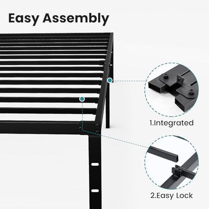 Sweetcrispy King Bed Frame, Metal Slats Platform Bed Frame, 12 Inch