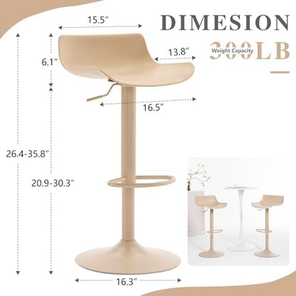 YOUNIKE Bar Stools Set of 2 Counter Height Chairs Barstools Light Khaki